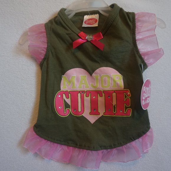NWT Dog Shirt Green and Pink Major Cutie - Picture 1 of 2